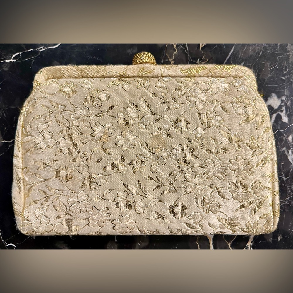 Vintage Chic Gold Floral Wristlet